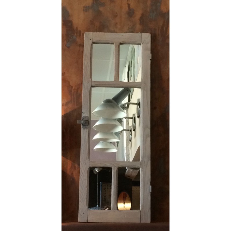 Miroir Décoratif Fenêtre En Bois Style Cottage - 78x84 Cm - Avec Crochets Pour Garde-Robe